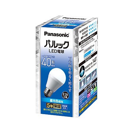 パナソニック パルック LED電球 口金E26 4.2W (昼光色相当) 下方向タイプ 1個