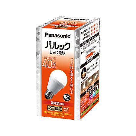 パナソニック パルック LED電球 口金E26 4.4W (電球色相当) 下方向タイプ 1個