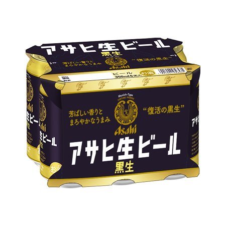 〈▼〉アサヒ 生ビール 黒生　350ml 6缶