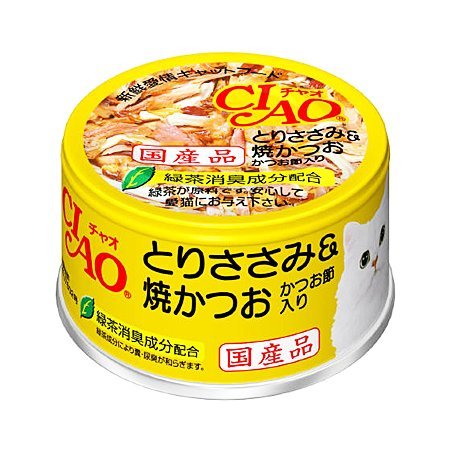 CIAO とりささみ&焼かつお かつお節入り 85g