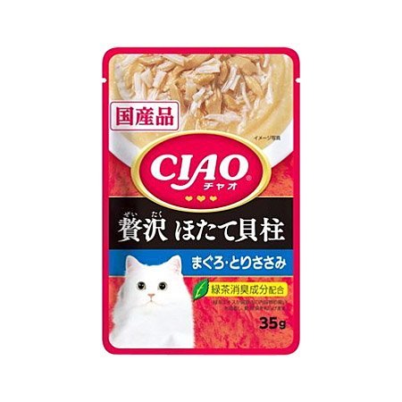 CIAO パウチ 贅沢 ほたて貝柱 まぐろ・とりささみ 35g