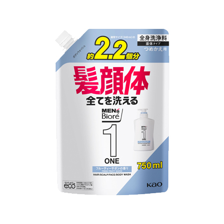 メンズビオレ ONE オールインワン全身洗浄料 フルーティーサボンの香り つめかえ 大 750ml