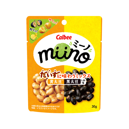 カルビー miino だいずに味わうミックス 黄大豆黒大豆しお味  30g
