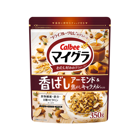 カルビー マイグラ 香ばしアーモンド＆焦がしキャラメルテイスト  350g