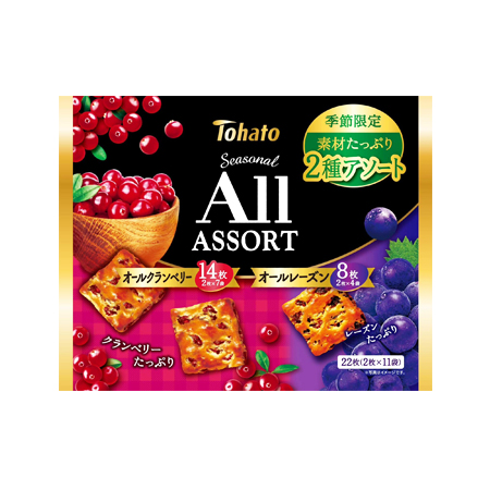 東ハト ファミリーサイズ シーズナルオールアソート クランベリー＆レーズン  22枚入