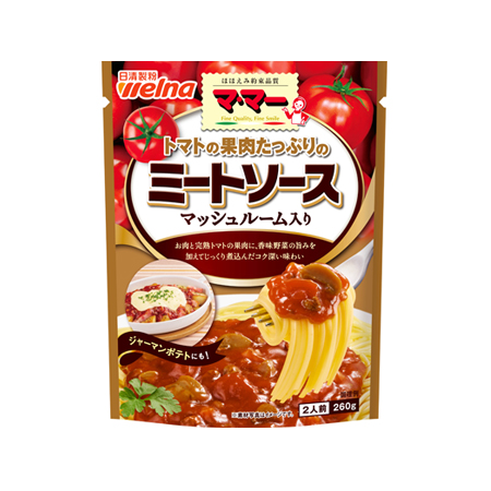 日清製粉ウェルナ マ・マー トマトの果肉たっぷりのミートソース マッシュルーム入り   260g