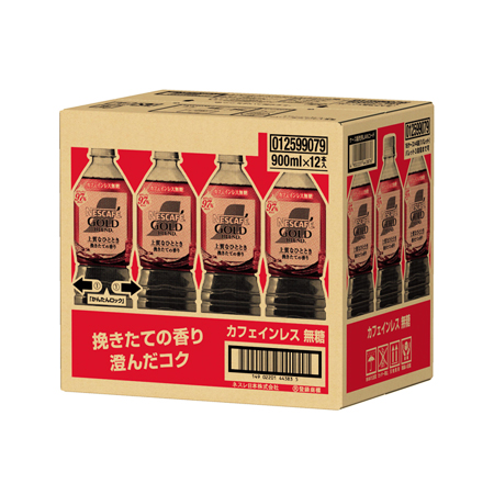 ネスカフェ ゴールドブレンドボトルコーヒー カフェインレス 無糖　　900ml ケース