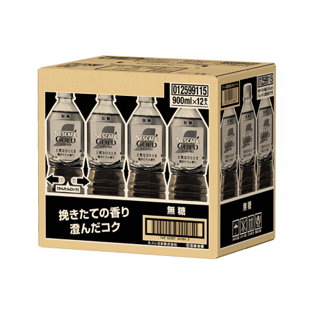 ネスカフェ ゴールドブレンドボトルコーヒー 無糖   900ml ケース