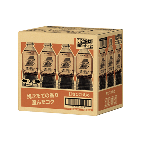 ネスカフェ ゴールドブレンドボトルコーヒー 甘さひかえめ　　900ml ケース