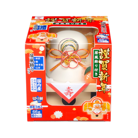 【期間限定】たいまつ 謹賀新年（屏風飾り付き) 切り餅 極小   66g