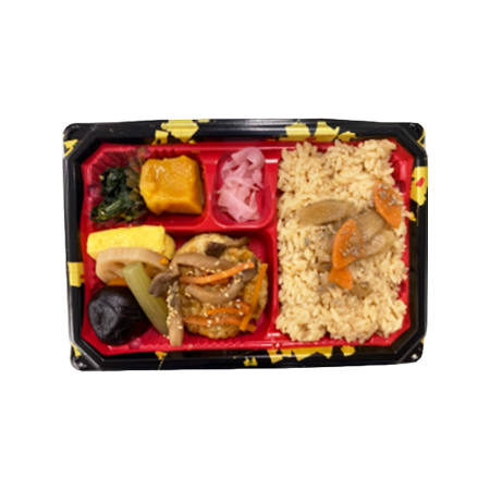 （デリランチ）鶏ごぼうご飯と豆腐ハンバーグ弁当