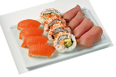 【12/24~25お届け分限り】<便限定>ローストビーフ&サーモン寿司詰合せ 8貫+巻物