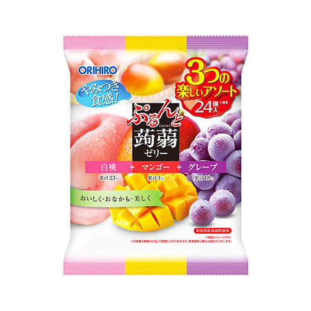 オリヒロ ぷるんと蒟蒻ゼリー 白桃＋マンゴー＋グレープ  24個入
