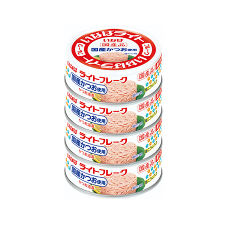 いなば 国産ライトフレークかつお油漬  4缶
