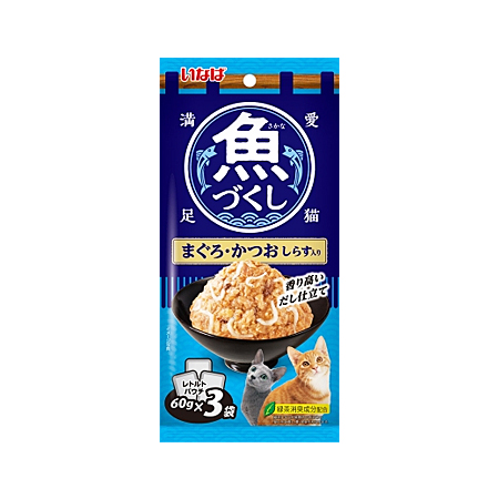 いなば 魚づくし まぐろ・かつお しらす入り 60g×3袋