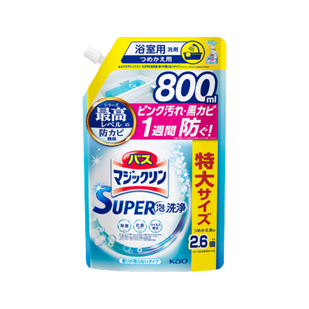 花王 バスマジックリンSUPER泡洗浄 無香 つめかえ大 800ml