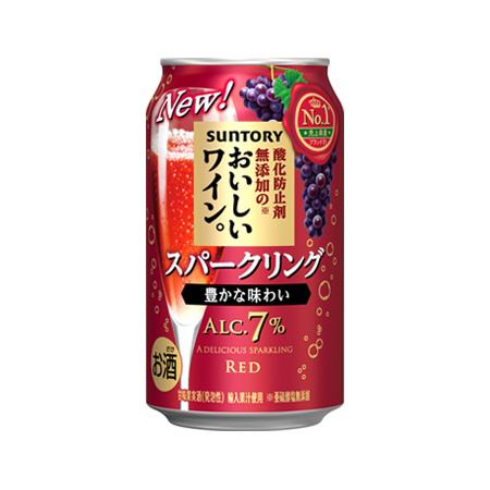 サントリー 酸化防止剤無添加のおいしいスパークリングワイン赤泡  350ml