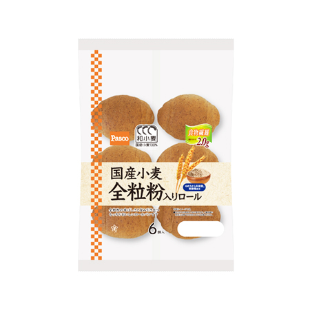 パスコ 国産小麦 全粒粉入りロール  6個入