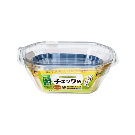 東洋アルミ おべんとうカップ チェック柄 オーバル 50枚