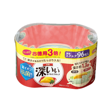 東洋アルミ 抗菌深いぃ おべんとうカップ 深型スクエア お徳用３倍 96枚