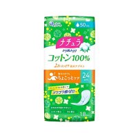 ナチュラ さら肌さらり コットン100% よれスッキリ吸水ナプキン 24cm 50cc 18枚