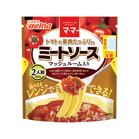 日清製粉ウェルナ マ・マー トマトの果肉たっぷりのミートソースマッシュルーム入り   260g