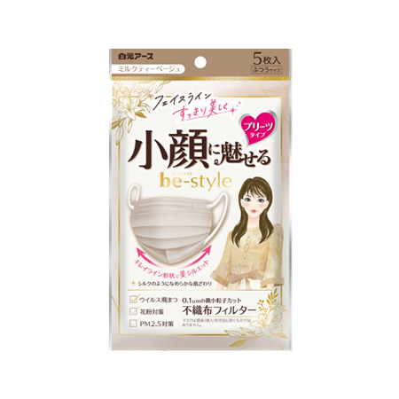 [あ]ビースタイル プリーツタイプ ふつうサイズ ミルクティーベージュ 5枚