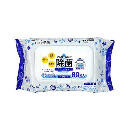 やなぎプロダクツ 除菌ウエットティシュ フタ付き 80枚