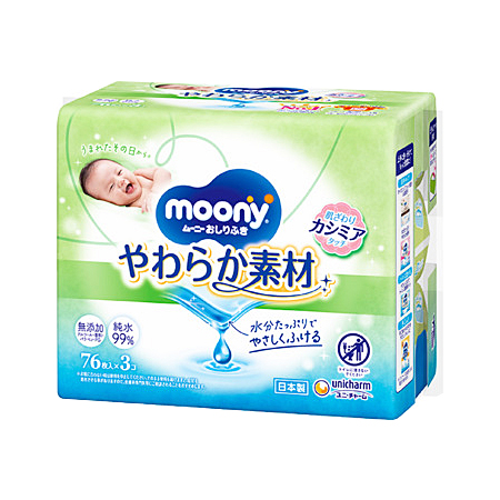 ムーニーおしりふき やわらか素材 つめかえ 76枚×3個