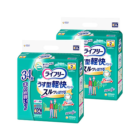 ◎【2個セット】ライフリーうす型軽快パンツＳジャンボパック