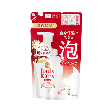 ハダカラ ボディソープ 泡で出てくるタイプ フローラルブーケの香り つめかえ 440ml