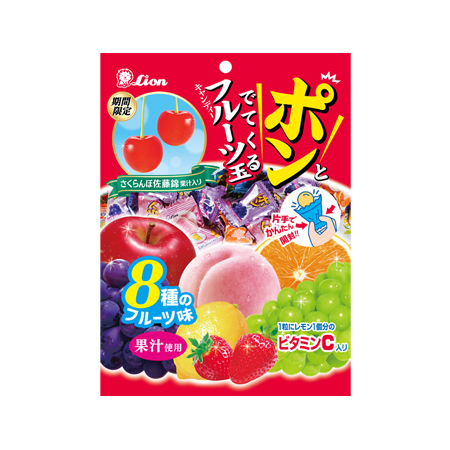 ライオン菓子 ポンとでてくるフルーツ玉  111g