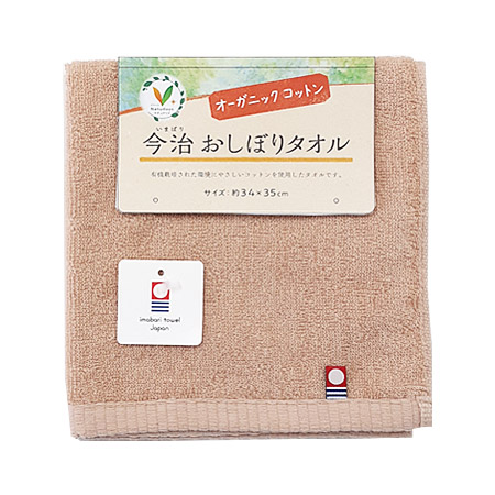 Vマーク ナチュデイズ オーガニックコットン今治おしぼりタオル ベージュ 1枚
