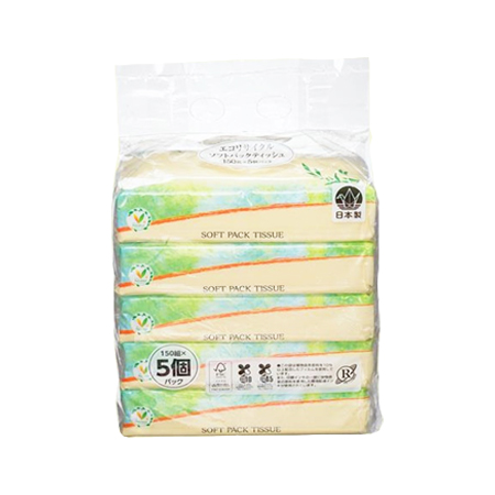 Vマーク Natudays エコリサイクルSPティシュ 150組×5パック