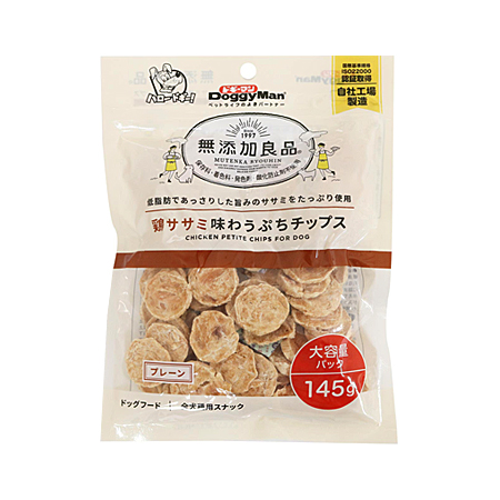ドギーマン 無添加良品 鶏ササミ味わうぷちチップス プレーン 145g