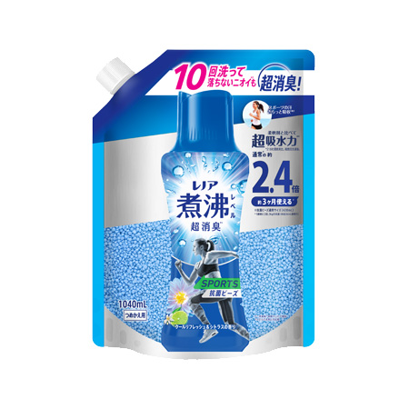 レノア 煮沸レベル消臭抗菌ビーズ スポーツ クールリフレッシュ＆シトラスの香り つめかえ特大 1040ml